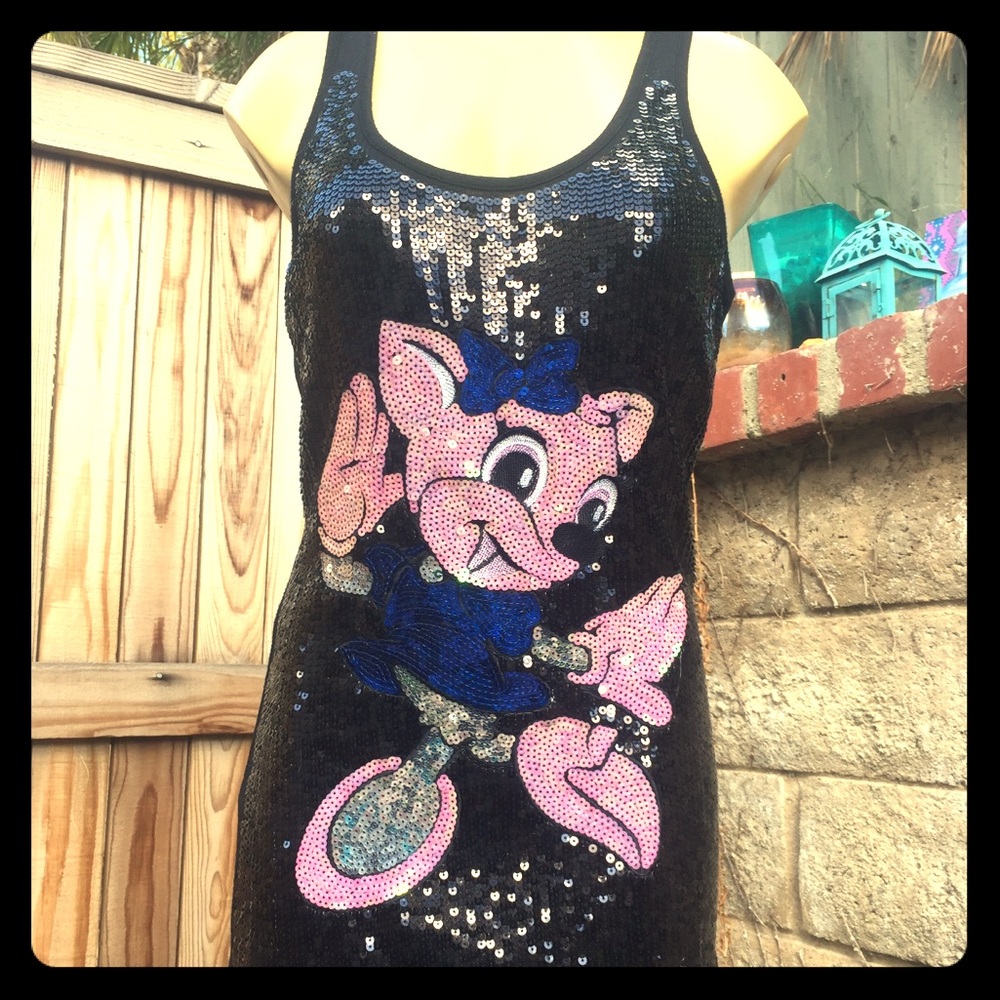 Miss Sass Sequence Piglet dress shirt S